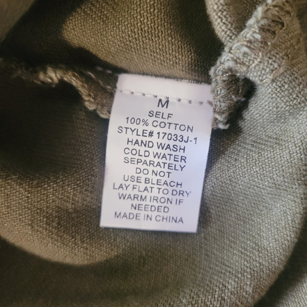 Blue B Collection Studded Army Green Jacket Midweight Cotton Military Distressed - Picture 10 of 11